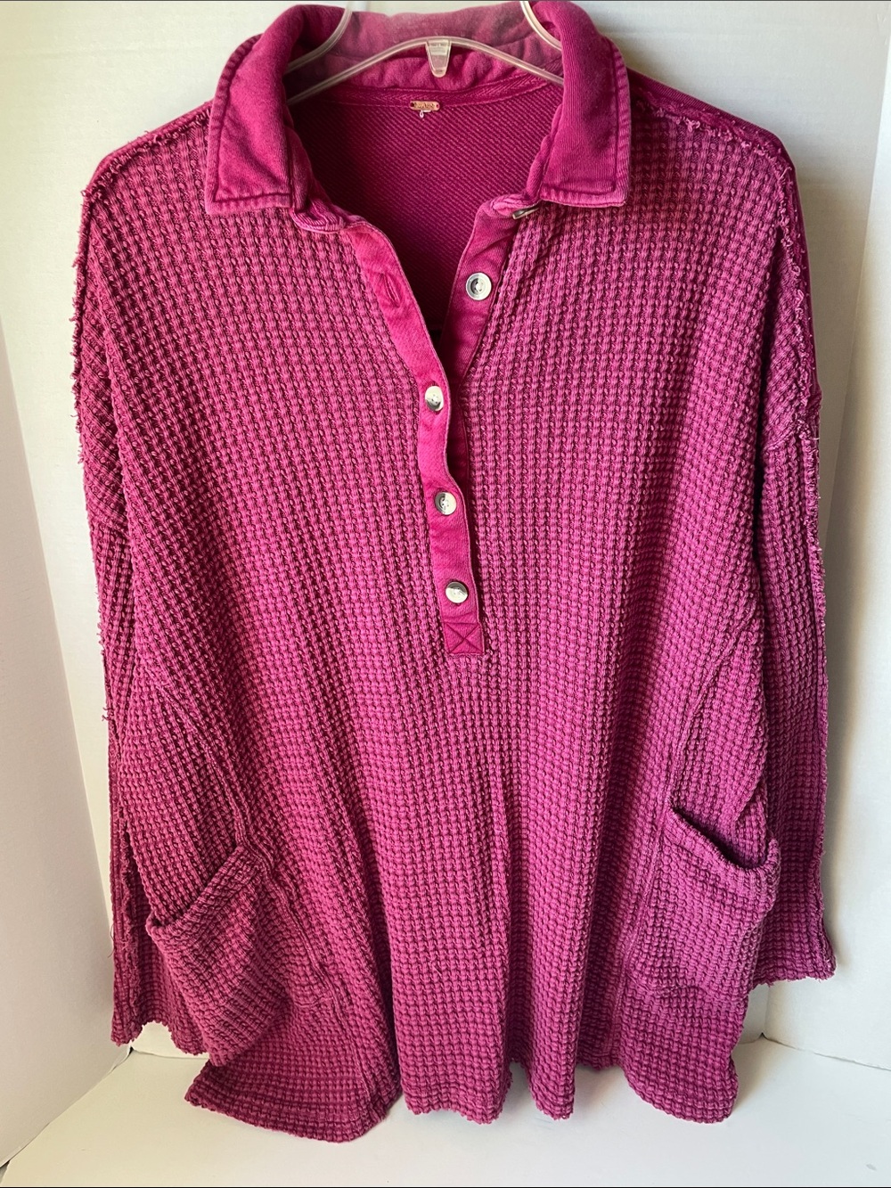 Free People Women's Size 3X Oversized Henley Sweater Ragged Design
